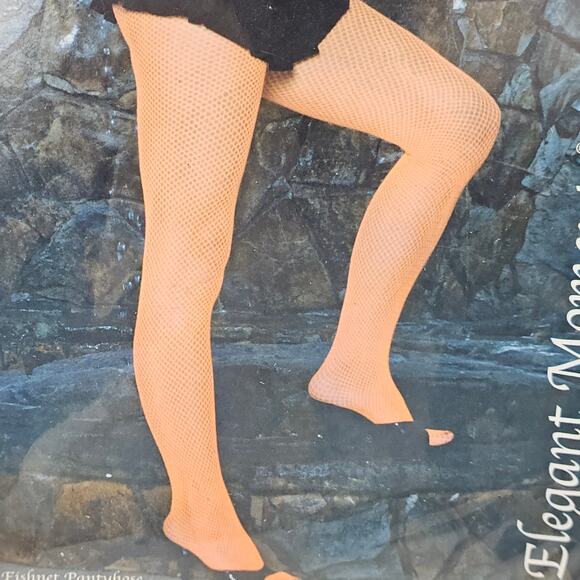 New Elegant Moments Fishnet Pantyhose One Size Orange Nylon Tights Costume - Picture 4 of 10